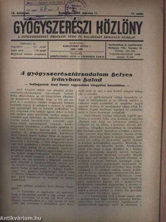 Gyógyszerészi Közlöny 1944. március 11.