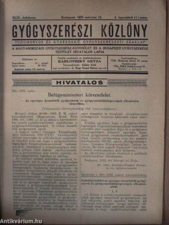 Gyógyszerészi Közlöny 1933. március 12.