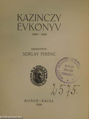 Kazinczy Évkönyv 1898-1928