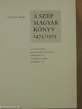 A szép magyar könyv 1473/1973