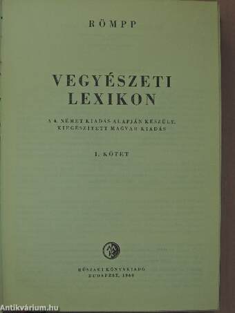 Römpp Vegyészeti Lexikon 1-3.