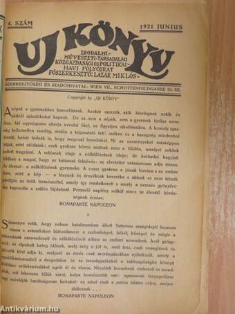 Uj Könyv 1921. junius