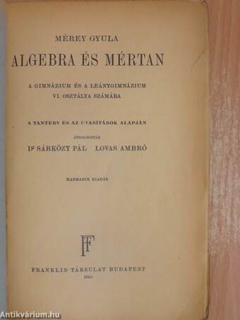 Algebra és mértan