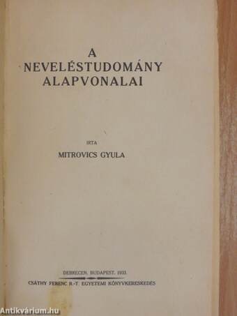 A neveléstudomány alapvonalai