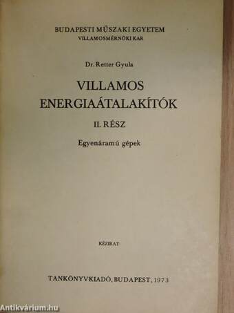 Villamos energiaátalakítók II.