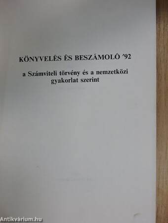 Könyvelés és beszámoló '92