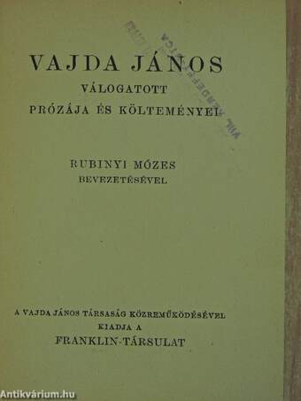 Vajda János válogatott prózája és költeményei