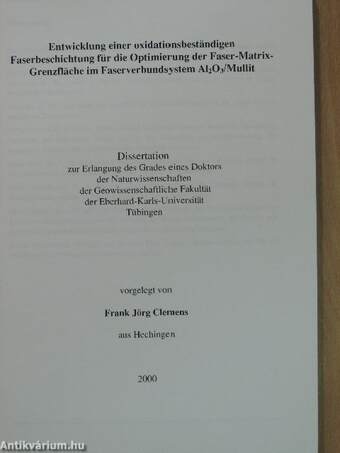 Entwicklung einer oxidationsbeständigen Faserbeschichtung für die Optimierung der Faser-Matrix-Grenzfläche im Faserverbundsystem Al2O3/Mullit