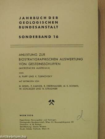 Jahrbuch der Geologischen Bundesanstalt - Sonderband 16.