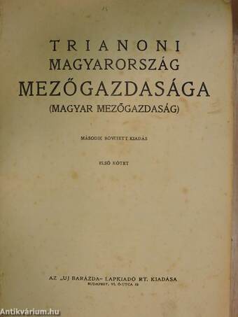 Trianoni Magyarország mezőgazdasága I-II.