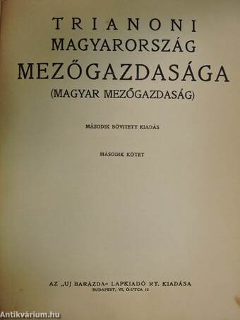 Trianoni Magyarország mezőgazdasága I-II.