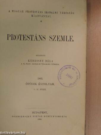 Protestáns Szemle 1893. január-december