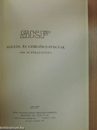 SKF Golyós- és görgőscsapágyak 6400. sz. főkatalógus