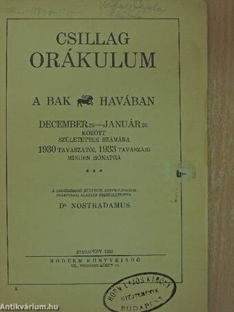 Csillagorákulum a Bak havában