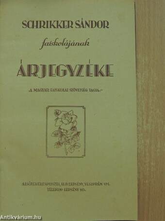 Schrikker Sándor faiskolájának árjegyzéke 1941-42