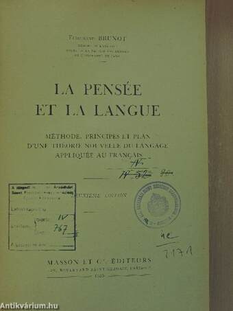 La pensée et la langue