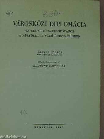 Városközi diplomácia és Budapest székesfőváros a külfölddel való érintkezésben