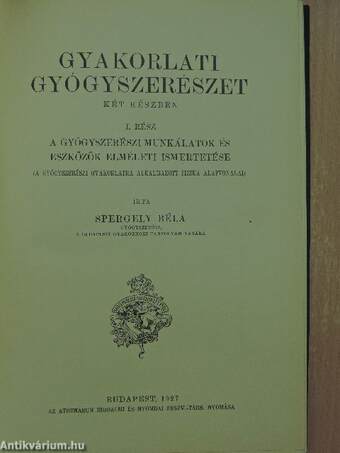 Gyakorlati gyógyszerészet III/1.