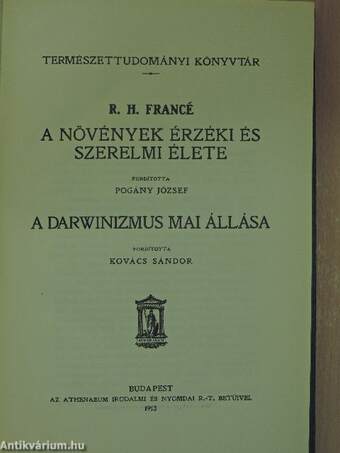 A növények érzéki és szerelmi élete/A darwinizmus mai állása