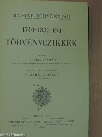 1740-1835. évi törvényczikkek