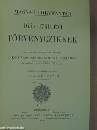 1657-1740. évi törvényczikkek