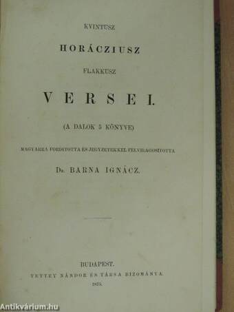 Kvintusz Horácziusz Flakkusz versei (A dalok 5 könyve)