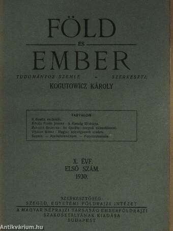 Föld és Ember 1930/1-6.