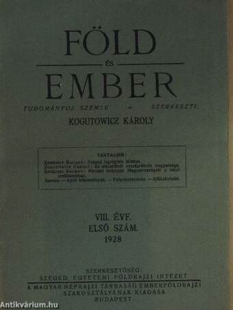 Föld és Ember 1928/1-6.