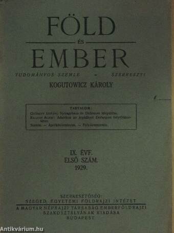 Föld és Ember 1929/1-6.