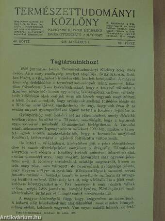 Természettudományi Közlöny 1928. január-december