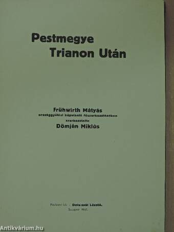 Pestmegye Trianon után I-II.