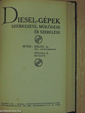 Diesel-gépek kezelése és karbantartása/Diesel-gépek szerkezete, müködése és szerelése