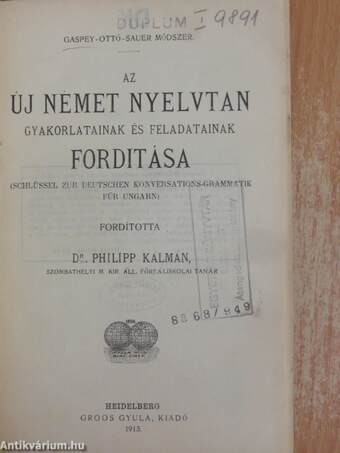 Az új német nyelvtan gyakorlatainak és feladatainak forditása (gótbetűs)