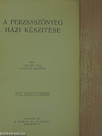 A perzsaszőnyeg házi készitése