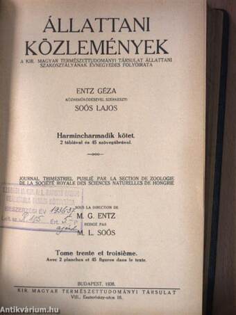 Állattani Közlemények 1935-1937/1-4.