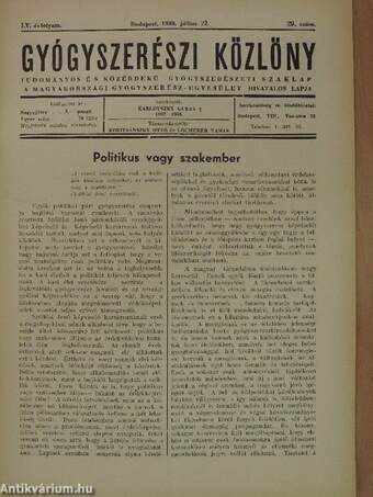 Gyógyszerészi Közlöny 1939. július 22.