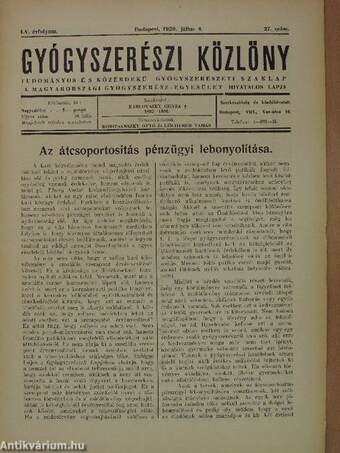 Gyógyszerészi Közlöny 1939. július 8.