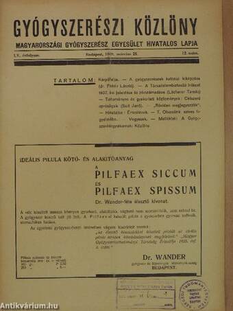 Gyógyszerészi Közlöny 1939. március 25.