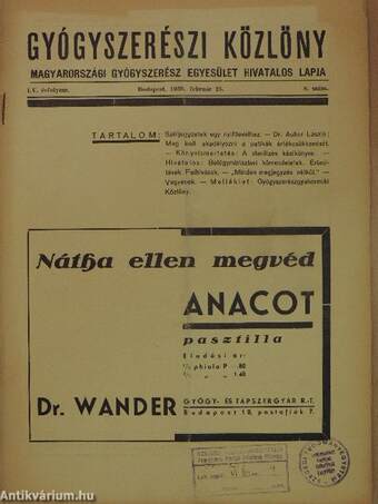 Gyógyszerészi Közlöny 1939. február 25