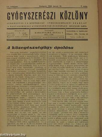 Gyógyszerészi Közlöny 1939. január 14.