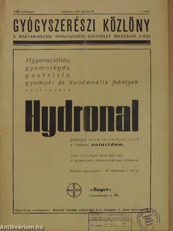 Gyógyszerészi Közlöny 1937. január 30.