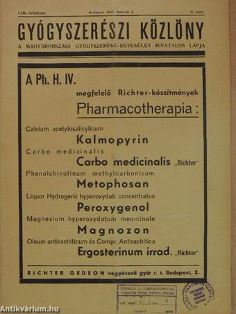 Gyógyszerészi Közlöny 1937. február 6.
