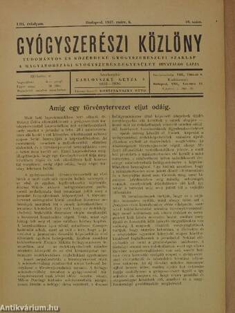 Gyógyszerészi Közlöny 1937. márc. 6.