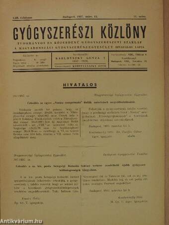 Gyógyszerészi Közlöny 1937. márc. 13.