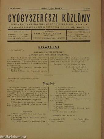 Gyógyszerészi Közlöny 1937. április 3.