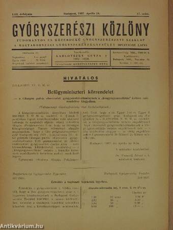 Gyógyszerészi Közlöny 1937. április 24.