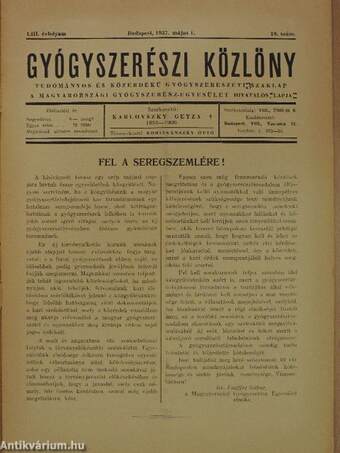 Gyógyszerészi Közlöny 1937. május 1.