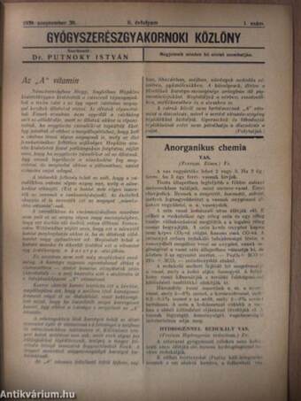 Gyógyszerészi Közlöny 1939. szeptember 30.