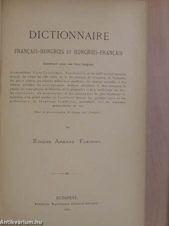 A franczia-magyar és magyar-franczia nyelv szótára I/1-3.