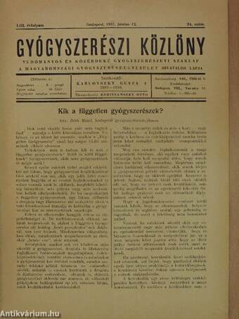 Gyógyszerészi Közlöny 1937. június 12.